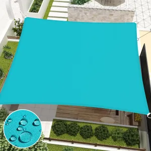 Sun Shade Sail 10' X 13' Rectangular Waterproof Sun Sail UV Block Canopy for Outdoor Patio Lawn Garden Backyard, Turquoise
