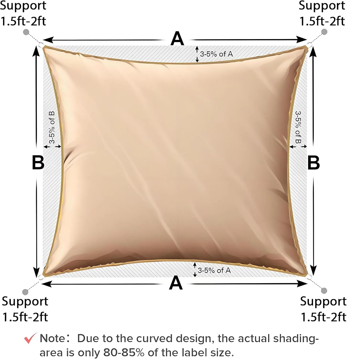 Sun Shade Sail 10' x 20' Cream Rectangle Canopy Sail Shade Cover 95% UV Block Permeable Sunshade Outdoor for Patio Yard