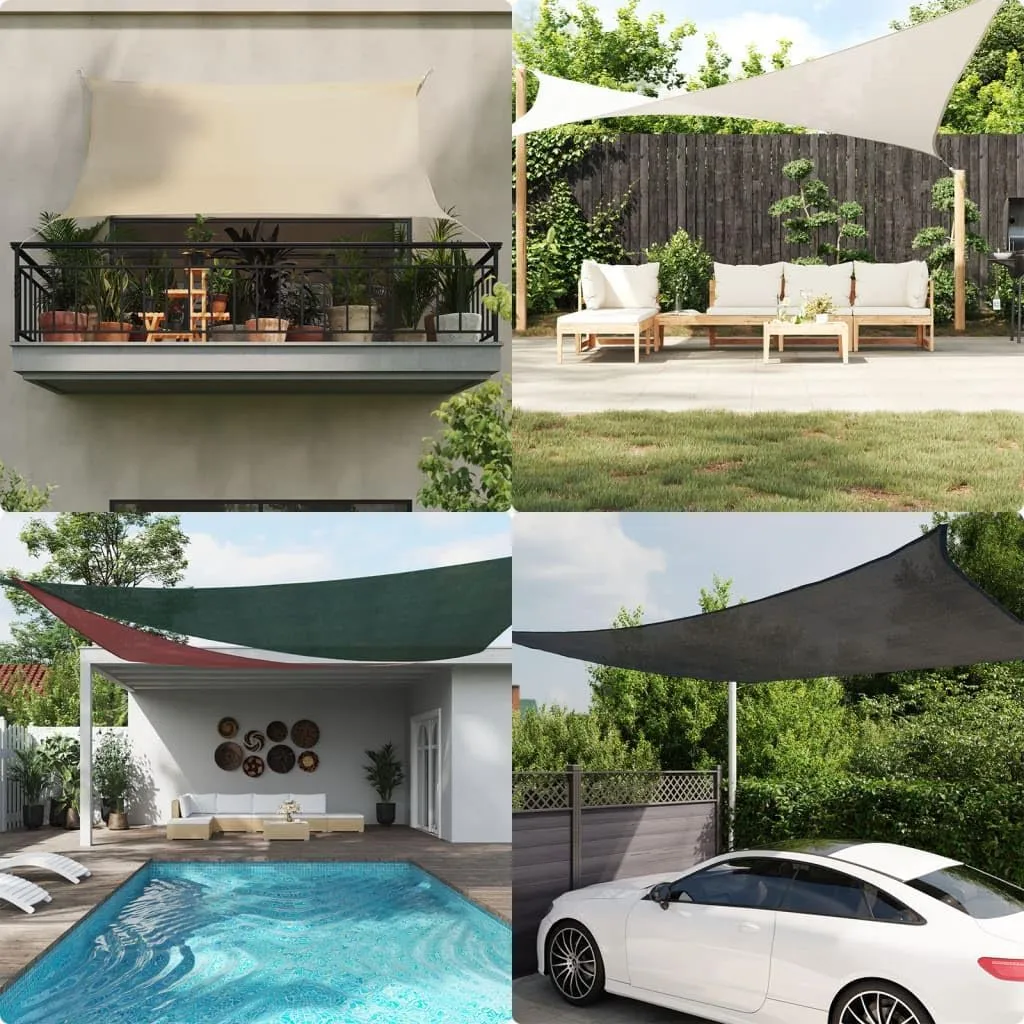 Sun Shade Sail 10' x 20' Cream Rectangle Canopy Sail Shade Cover 95% UV Block Permeable Sunshade Outdoor for Patio Yard