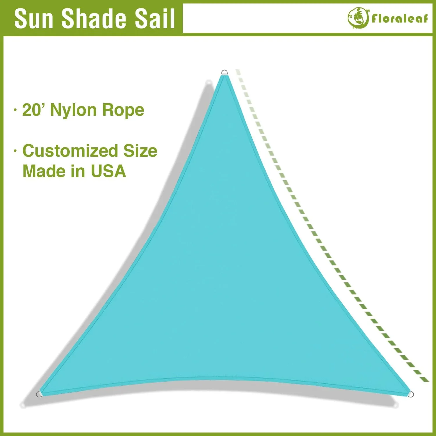 Sun Shade Sail 16'x16'x16' Waterproof Equilateral Triangle Heavy Duty UV Block Canopy Awning for Patio Backyard Lawn Garden Outdoor Activities, Turquoise