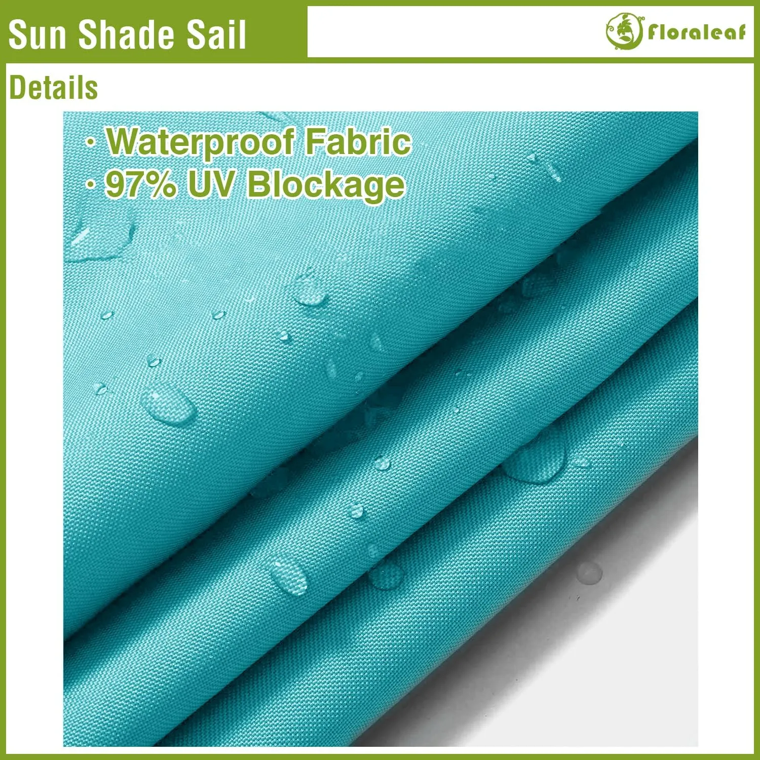 Sun Shade Sail 16'x16'x16' Waterproof Equilateral Triangle Heavy Duty UV Block Canopy Awning for Patio Backyard Lawn Garden Outdoor Activities, Turquoise