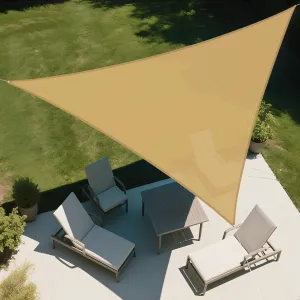 Sun Shade Sail 8' x 8' x 8' Triangle Canopy Awning Fabric Cloth Screen UV Block Heavy Duty Commercial Grade Outdoor Patio Carport (Sand)