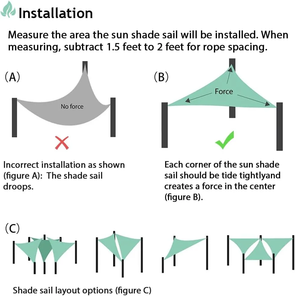 Sun Shade Sail 8' x 8' x 8' Triangle Canopy Awning Fabric Cloth Screen UV Block Heavy Duty Commercial Grade Outdoor Patio Carport (Sand)