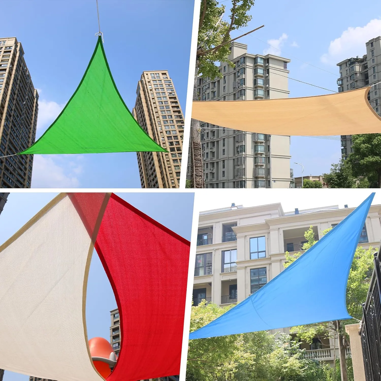 Sun Shade Sail Canopy, 16'x 16'x 16' Triangle 95% UV Block Shade Cover for Outdoor, Backyard Patio, Lawn, Garden, Sandbox Carpor Sand