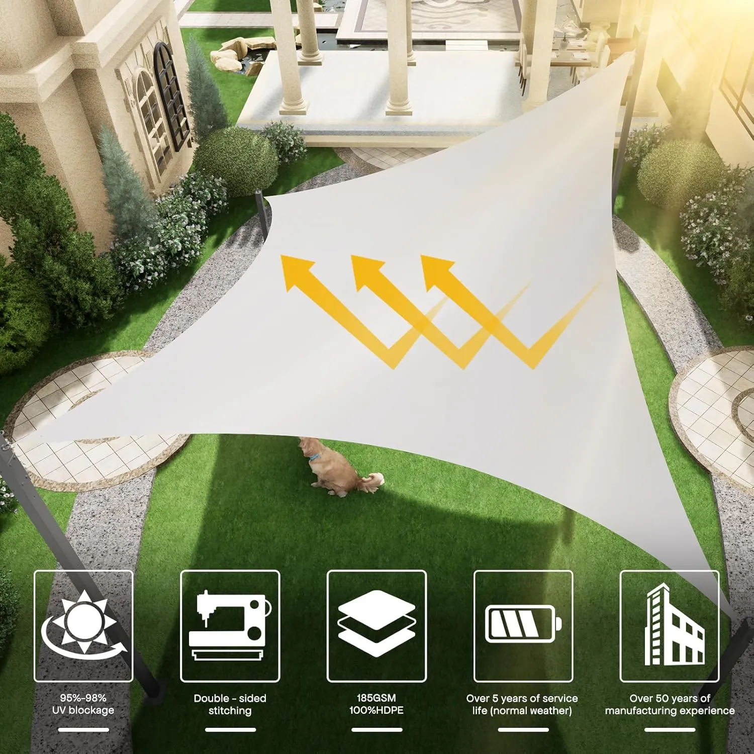 Sun Shade Sail Canopy, 20' x 20' Rectangle 95% UV Block Shade Cover for Outdoor, Backyard Patio, Lawn, Garden, Sandbox Carpor Light Gray
