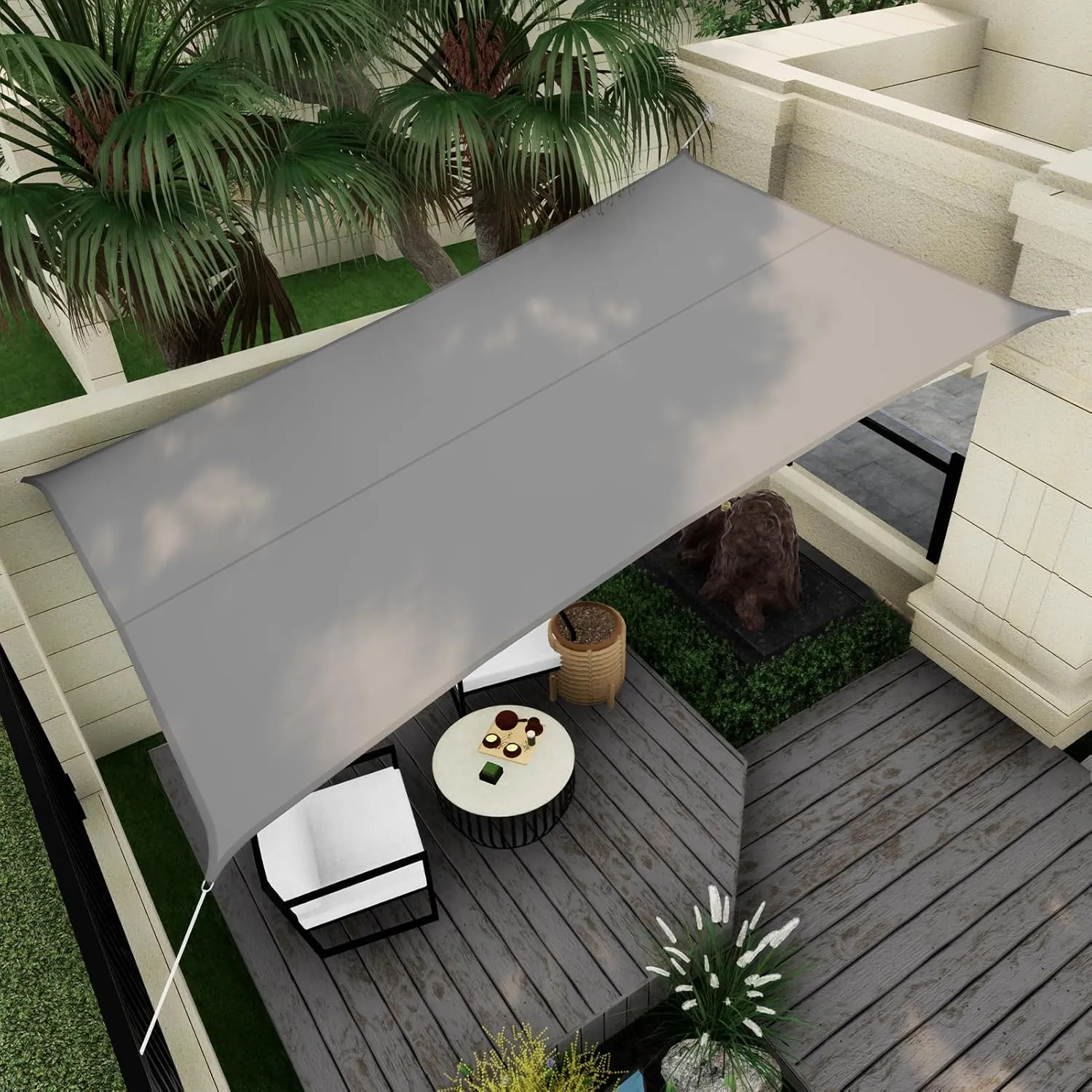 Sun Shade Sail Canopy, 20' x 20' Rectangle 95% UV Block Shade Cover for Outdoor, Backyard Patio, Lawn, Garden, Sandbox Carpor Light Gray