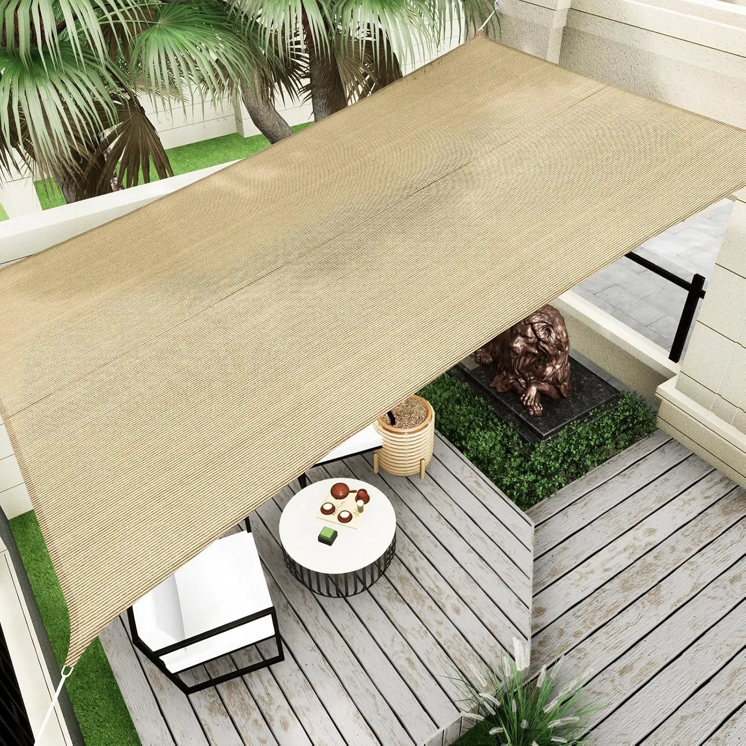 Sun Shade Sail Canopy, 6' x 10' Rectangle 95% UV Block Shade Cover for Outdoor, Backyard Patio, Lawn, Garden, Sandbox Carpor Sand