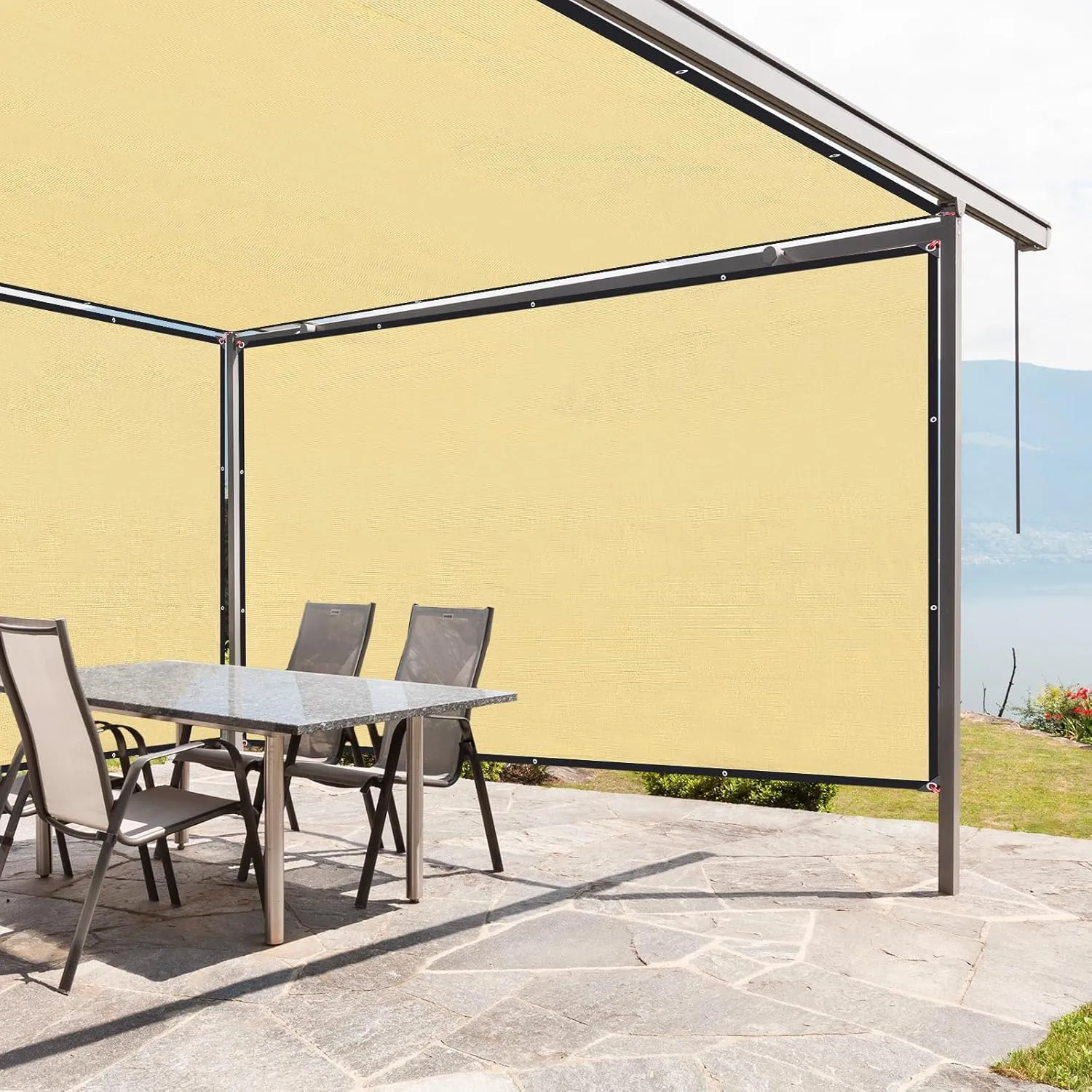 Sun Shade Sail Rectangle 6' x 8',95% UV Block 185 g/m² Heavy Duty Shade Cloth,Wind -Proof Sun-Proof Sunshade Canopy Over 3 Years Used Outdoor,Sand Color