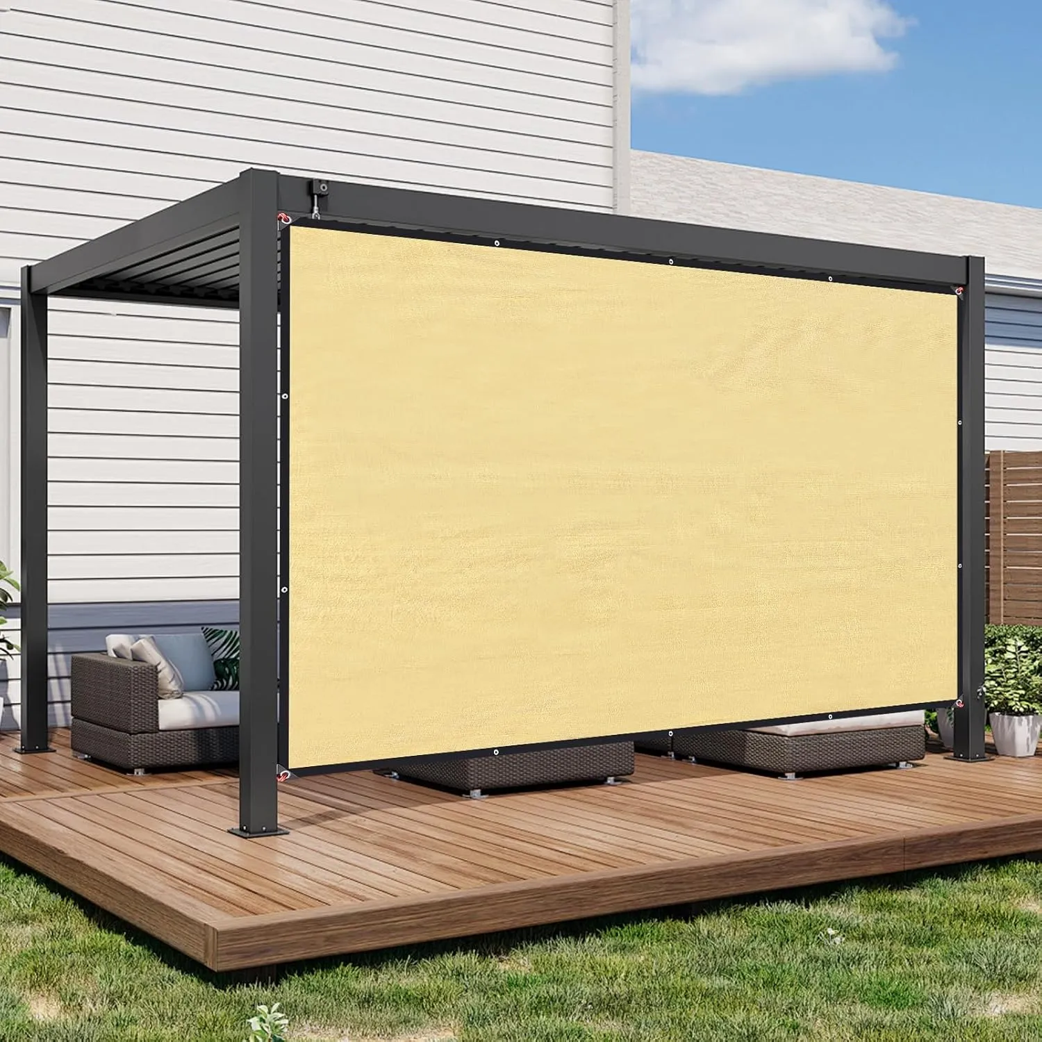Sun Shade Sail Rectangle 6' x 8',95% UV Block 185 g/m² Heavy Duty Shade Cloth,Wind -Proof Sun-Proof Sunshade Canopy Over 3 Years Used Outdoor,Sand Color