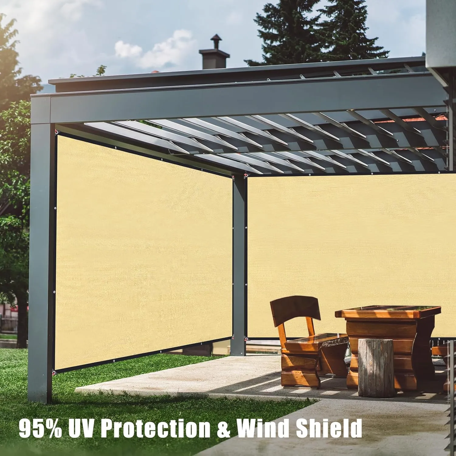Sun Shade Sail Rectangle 6' x 8',95% UV Block 185 g/m² Heavy Duty Shade Cloth,Wind -Proof Sun-Proof Sunshade Canopy Over 3 Years Used Outdoor,Sand Color