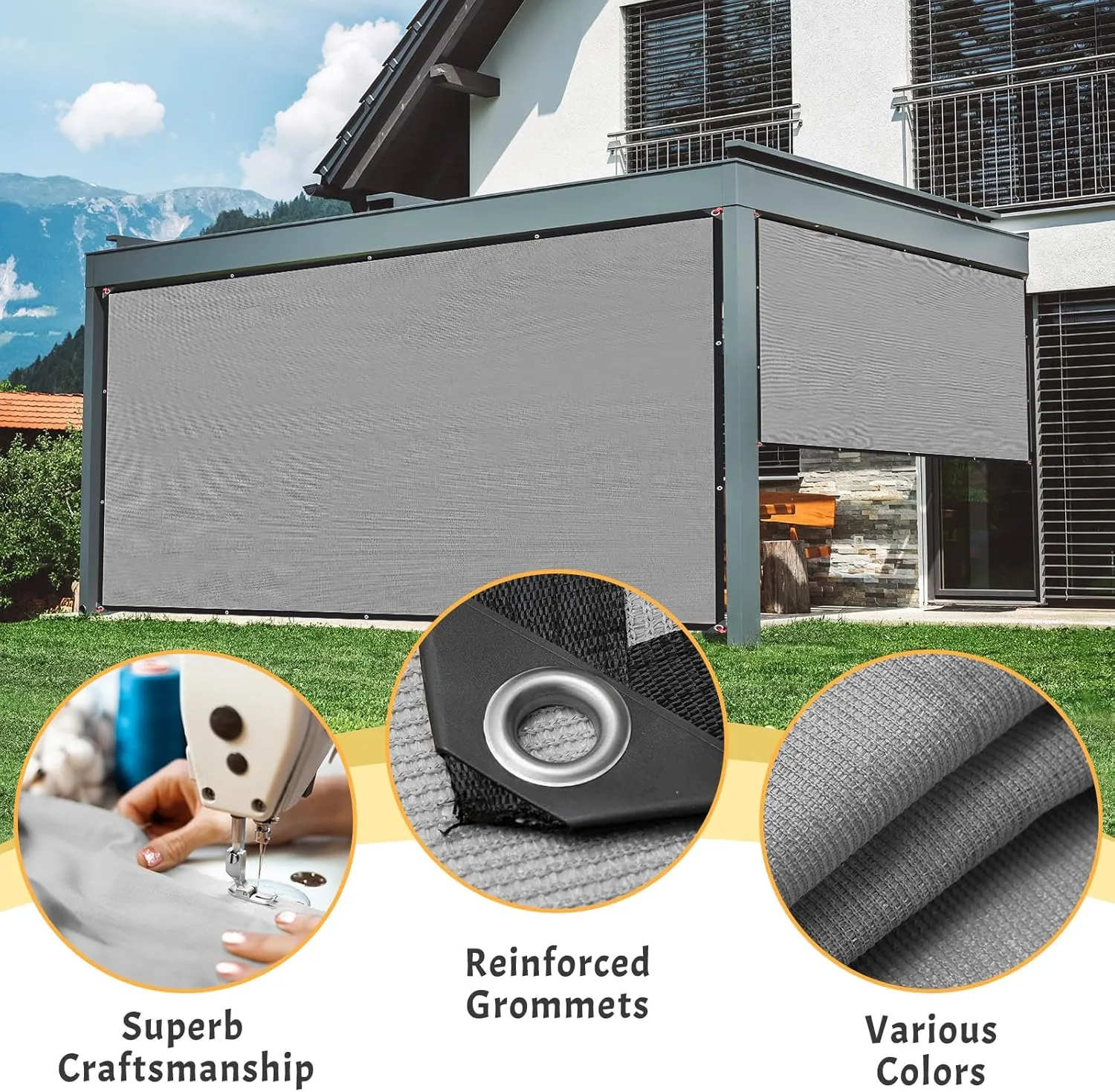 Sun Shade Sail Rectangle 6' x 8',95% UV Block 185 g/m² Heavy Duty Shade Cloth,Wind -Proof Sun-Proof Sunshade Canopy Over Used Outdoor (6' x 8' Gray)
