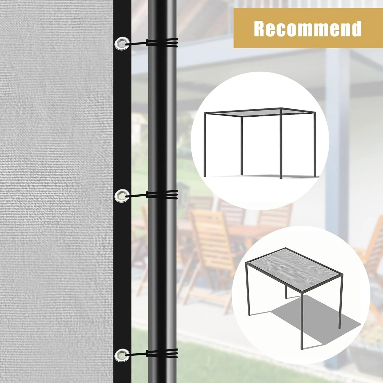 Sun Shade Sail Rectangle 6' x 8',95% UV Block 185 g/m² Heavy Duty Shade Cloth,Wind -Proof Sun-Proof Sunshade Canopy Over Used Outdoor (6' x 8' Gray)