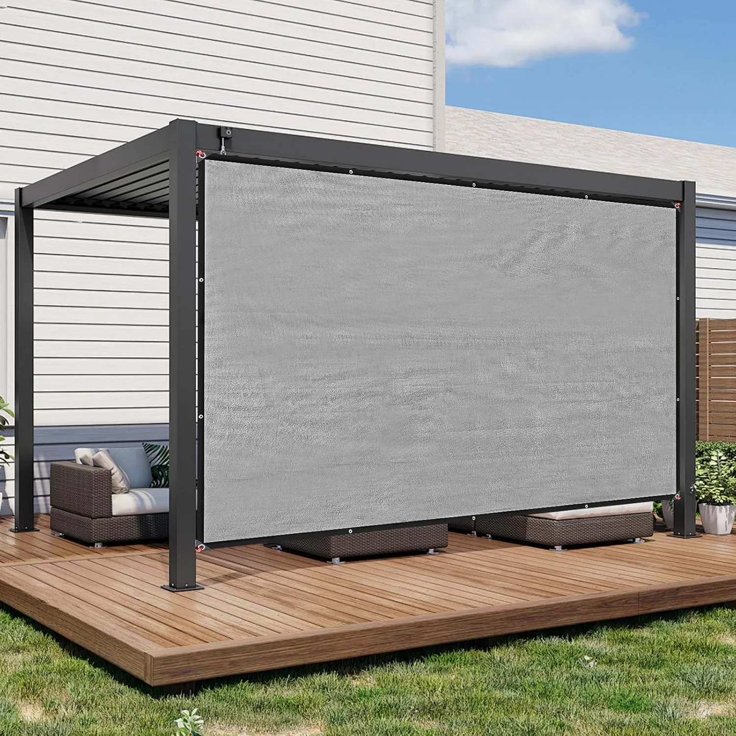 Sun Shade Sail Rectangle 6' x 8',95% UV Block 185 g/m² Heavy Duty Shade Cloth,Wind -Proof Sun-Proof Sunshade Canopy Over Used Outdoor (6' x 8' Gray)