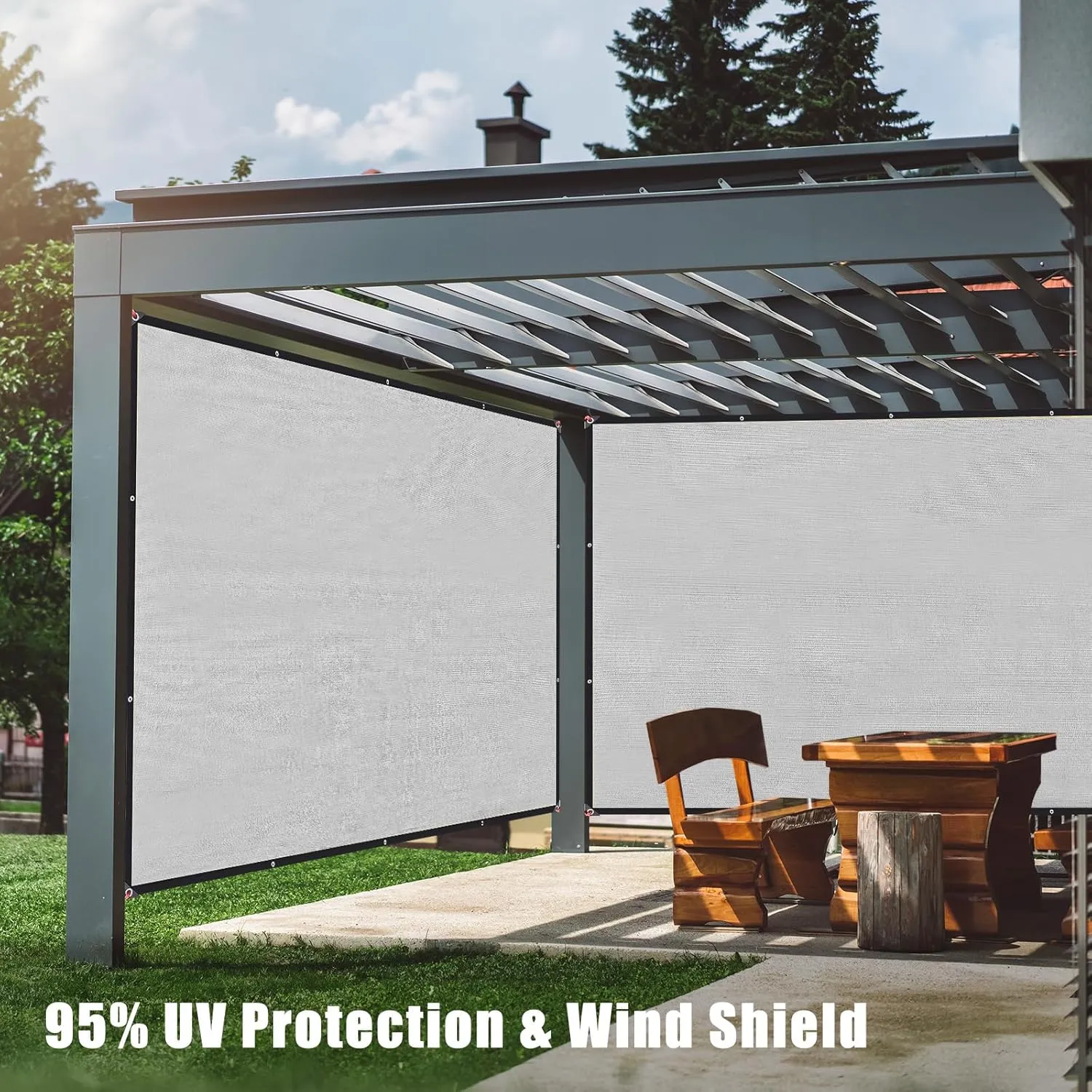 Sun Shade Sail Rectangle 6' x 8',95% UV Block 185 g/m² Heavy Duty Shade Cloth,Wind -Proof Sun-Proof Sunshade Canopy Over Used Outdoor (6' x 8' Gray)