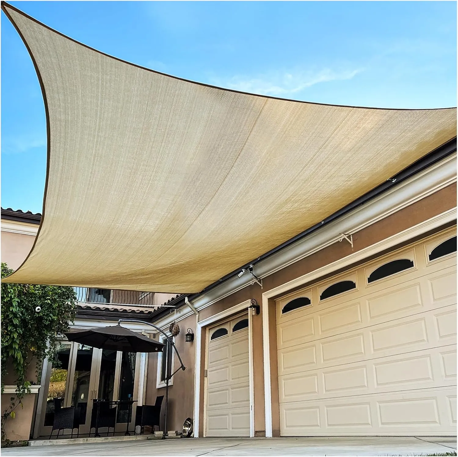 Sun Shade Sail Rectangle Beige Permeable Curved Edge Canopy Heavy Duty Sun Sail,Sun Shades for Patio Garden Pergola Backyard Outdoor Facility & Activities