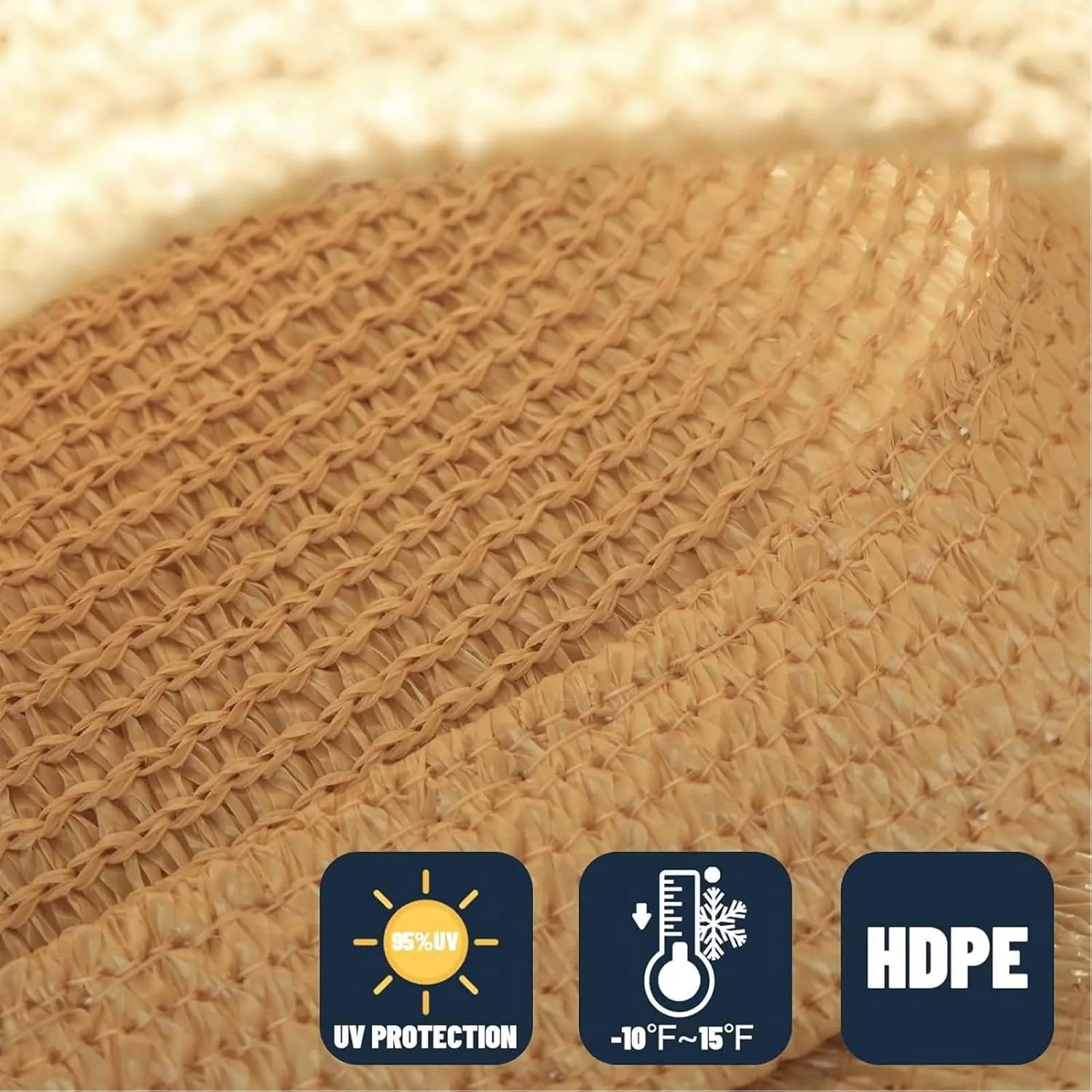 Sun Shade Sail Rectangle Beige Permeable Curved Edge Canopy Heavy Duty Sun Sail,Sun Shades for Patio Garden Pergola Backyard Outdoor Facility & Activities