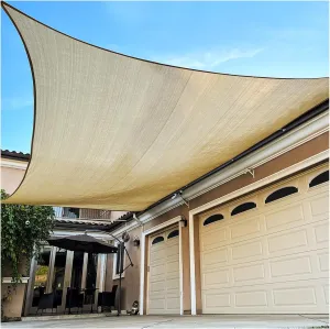 Sun Shade Sail Rectangle Beige Permeable Curved Edge Canopy Heavy Duty Sun Sail,Sun Shades for Patio Garden Pergola Backyard Outdoor Facility & Activities