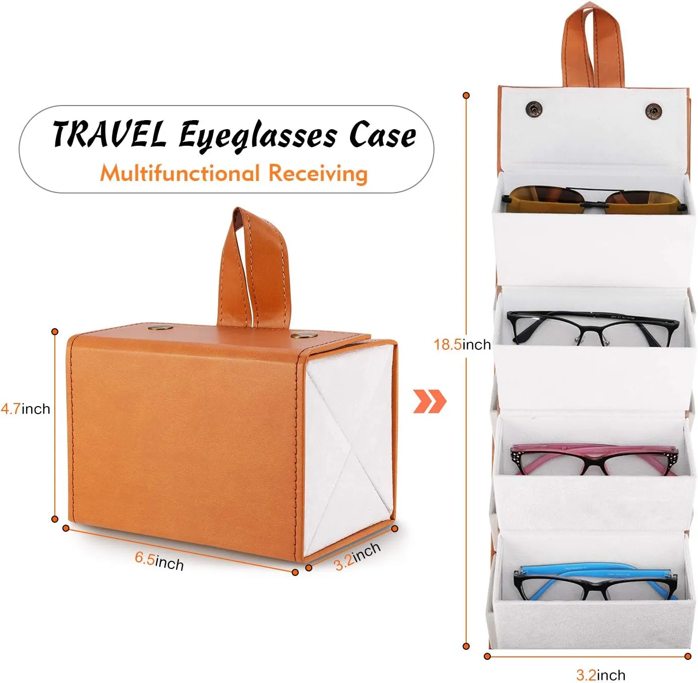 Sunglass Eyeglass Organizer Collector 5 slot 6 Slot PU Eyeglasses Storage Case Box Multiple Hanging Eyewear Display…