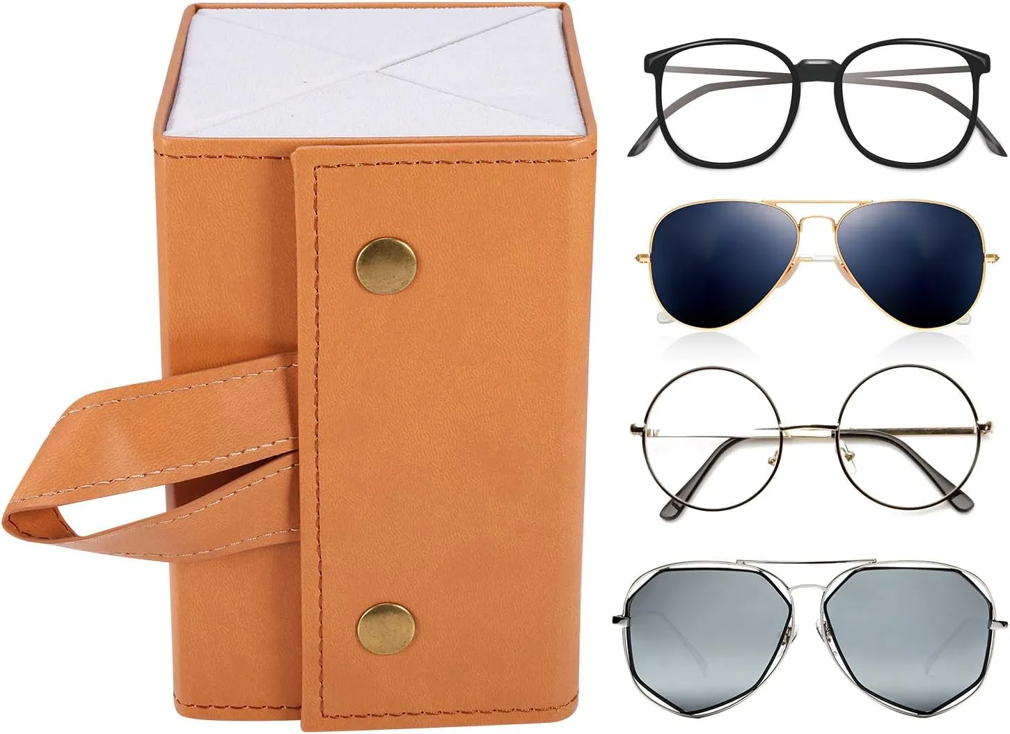 Sunglass Eyeglass Organizer Collector 5 slot 6 Slot PU Eyeglasses Storage Case Box Multiple Hanging Eyewear Display…