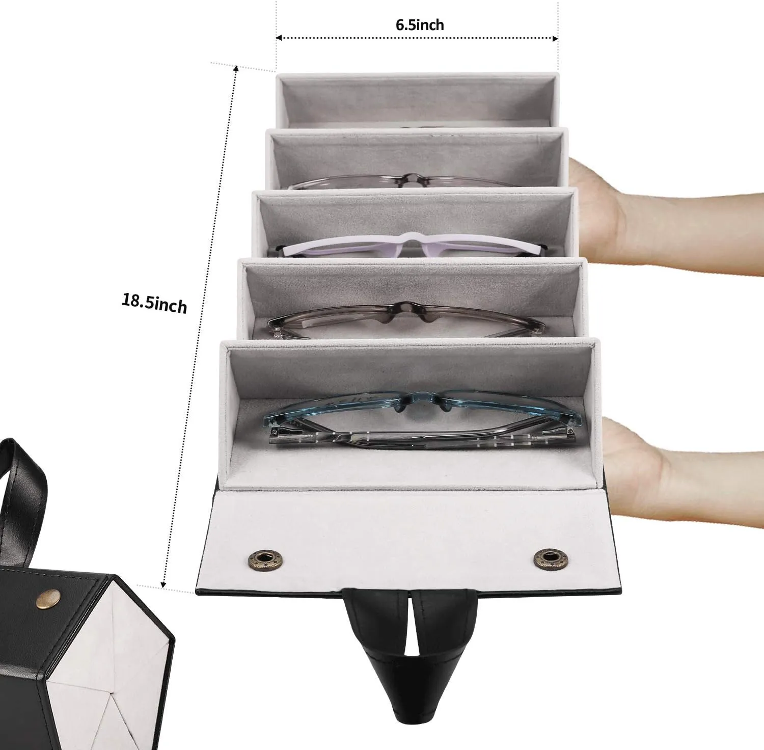 Sunglass Eyeglass Organizer Collector 5 slot 6 Slot PU Eyeglasses Storage Case Box Multiple Hanging Eyewear Display…