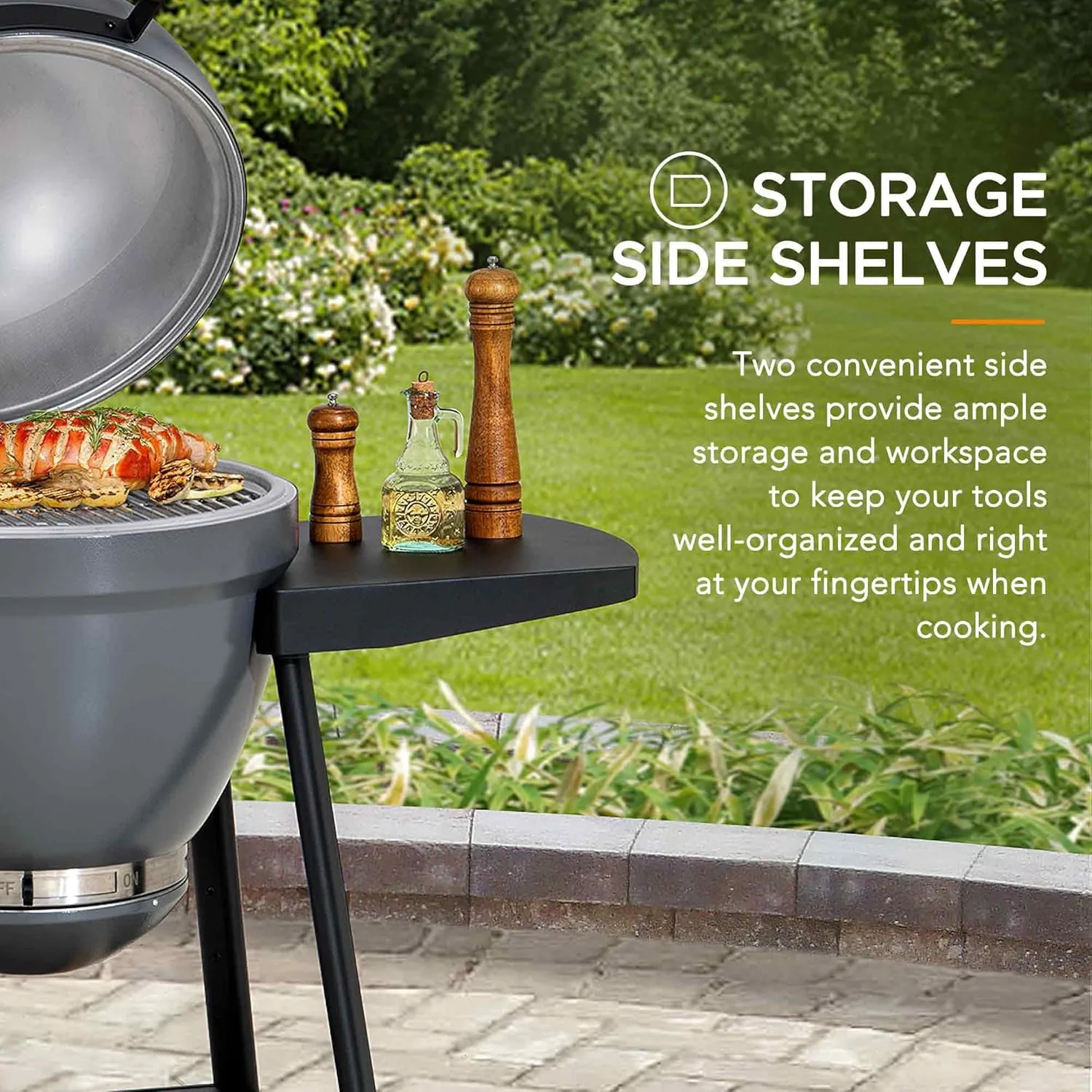 Sunjoy Charcoal Grill 20-Inch Kamado Grill with Pizza Stone, Ultimate Outdoor BBQ Egg Grill and Smoker with Wheels, Grey