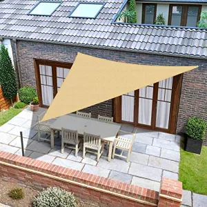 Sunnest Life Sail,Triangle 10’ x 10’ x 10’ Shade Canopy, Sunrays Block Awning for Patio, Carport, Backyard, Garden and More- Beige
