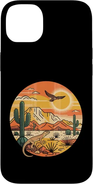 Sunrise Mountain Nature Retro Hiking Outdoors Cactus Desert Case for iPhone 14 Plus