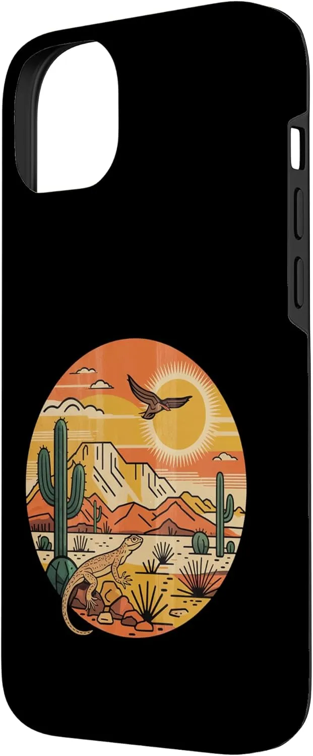 Sunrise Mountain Nature Retro Hiking Outdoors Cactus Desert Case for iPhone 14 Plus