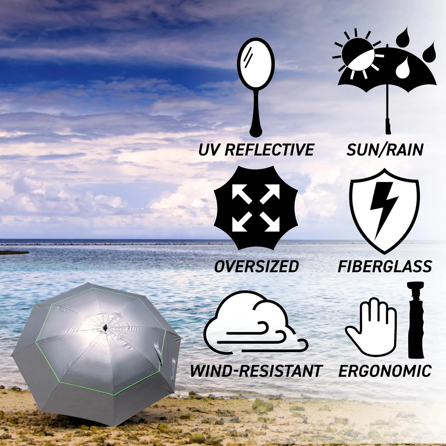 SunTek 68" UV Protection Wind Cheater Vented Canopy Umbrella