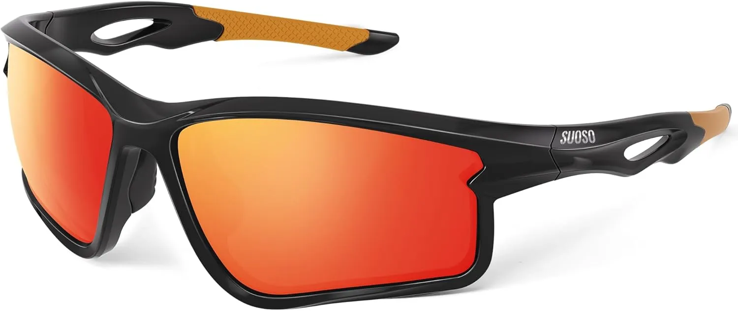 suoso Polarized Sports Sunglasses Men: Running Sunglasses Women Wrap Around Glasses for Fishing Driving UV400 Protection TR90