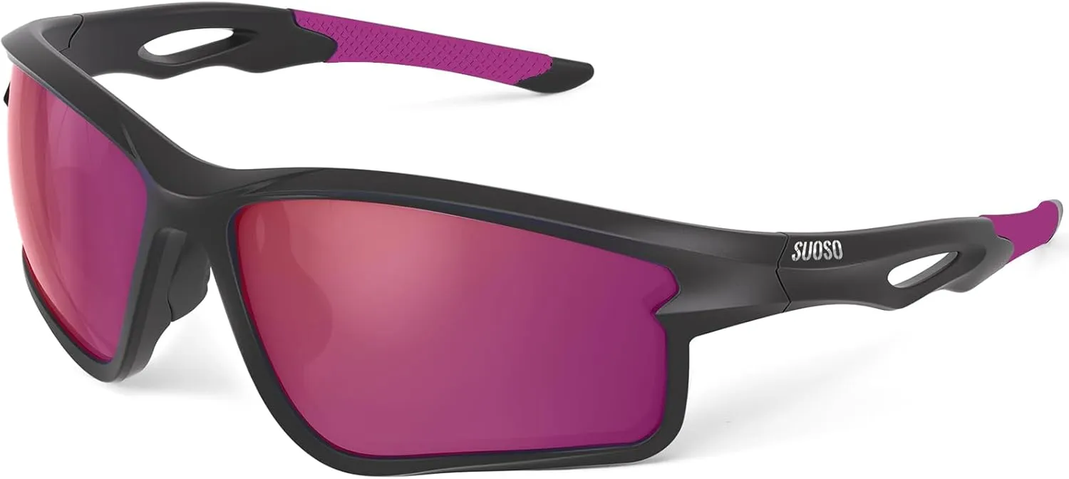 suoso Polarized Sports Sunglasses Men: Running Sunglasses Women Wrap Around Glasses for Fishing Driving UV400 Protection TR90