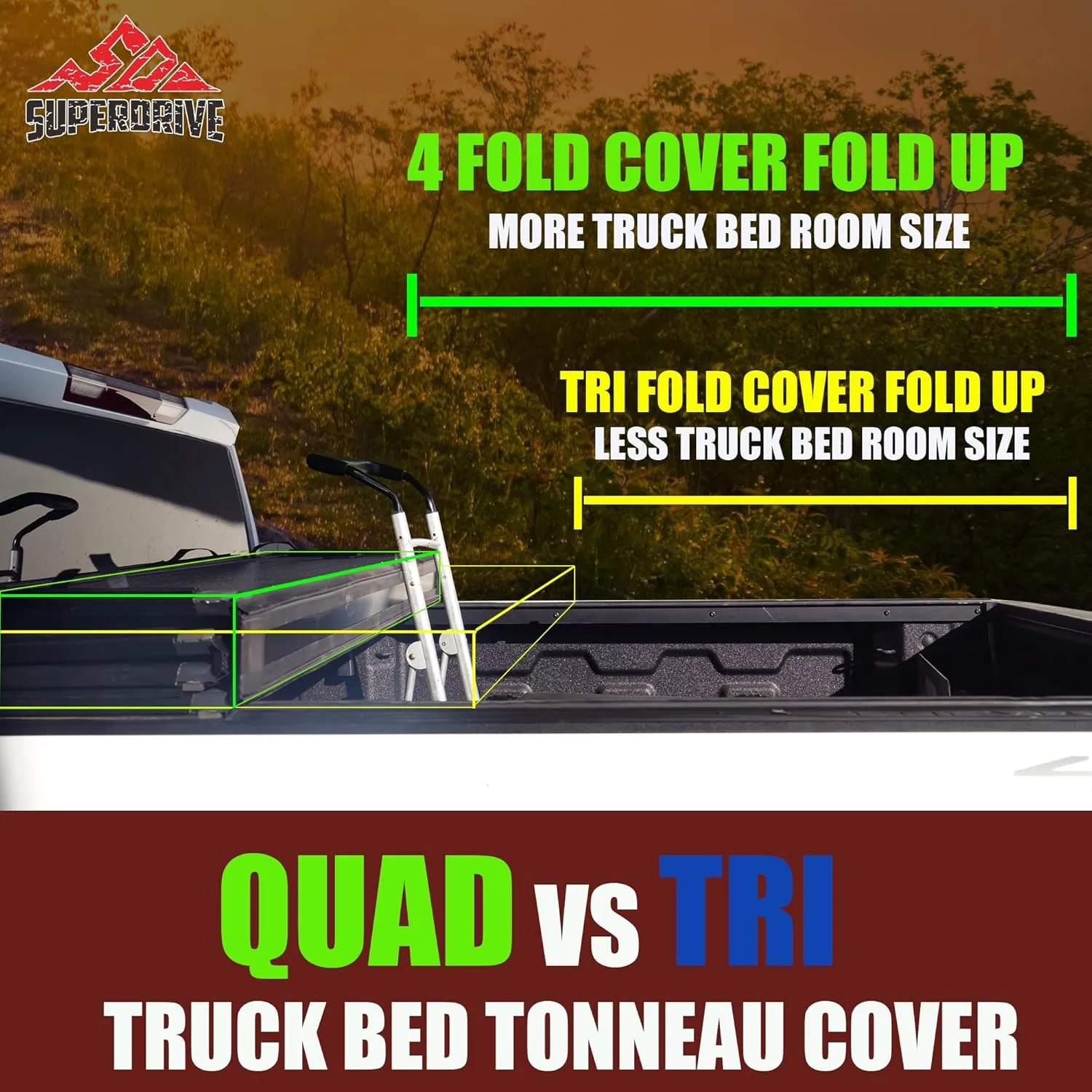 SUPERDRIVE Quad-fold Hard Truck Bed 5.5FT Tonneau Cover Compatible with 2007-2021 Toyota Tundra Short Truck Solid Bed Cover Waterproof Scratch Resistance Weather Protection