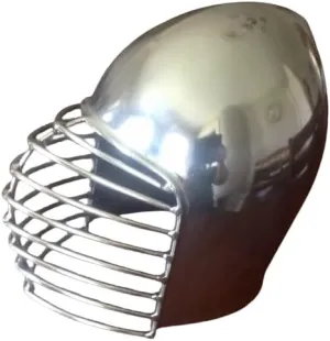 Superior Handcrafted Bar Grill Bascinet Helmet for SCA Heavy List & Field Combat - Authentic Steel Armor Replica for Medieval Reenactment and Armored Battles, Adult, Grey
