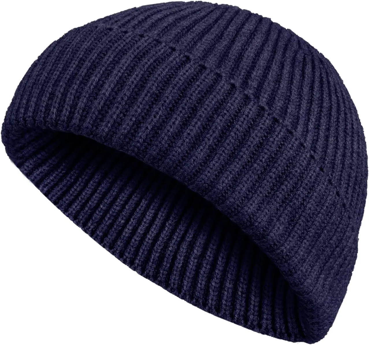 Surblue Fisherman Beanie Winter Knit Hat Roll-up Edge Skullcap for Men Women
