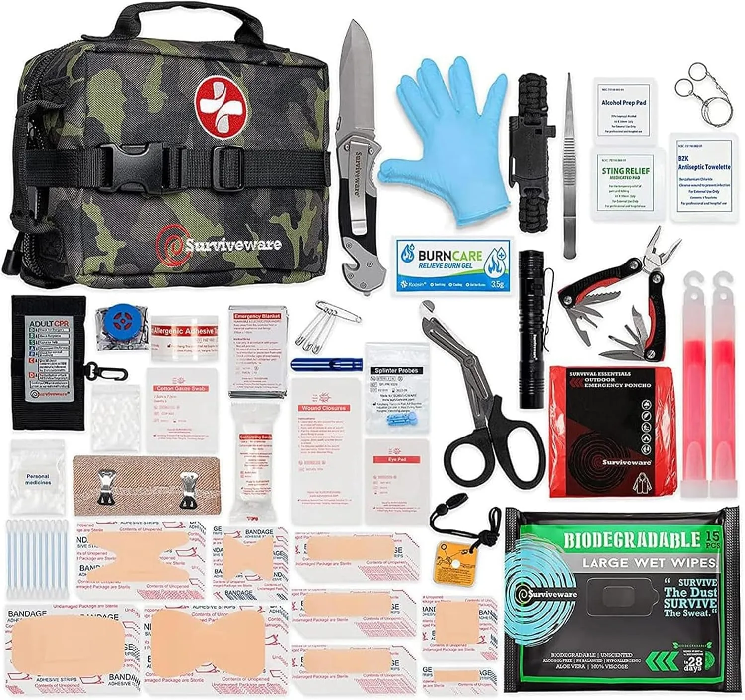 Survivor's Choice Premium First Aid Kit | Military-Grade Medical Supplies for Emergency, Camping & Travel | Water-Resistant 600D Case