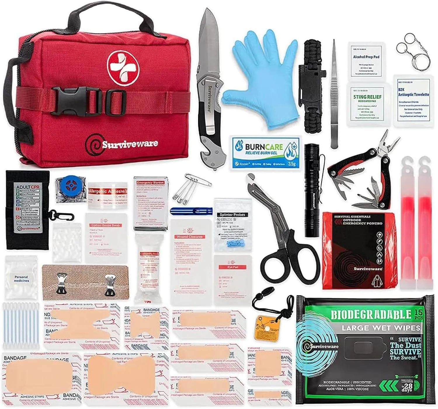 Survivor's Choice Premium First Aid Kit | Military-Grade Medical Supplies for Emergency, Camping & Travel | Water-Resistant 600D Case