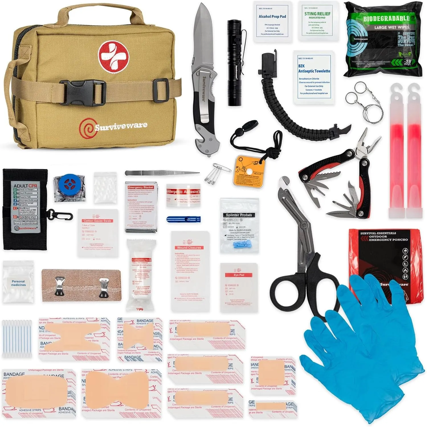Survivor's Choice Premium First Aid Kit | Military-Grade Medical Supplies for Emergency, Camping & Travel | Water-Resistant 600D Case