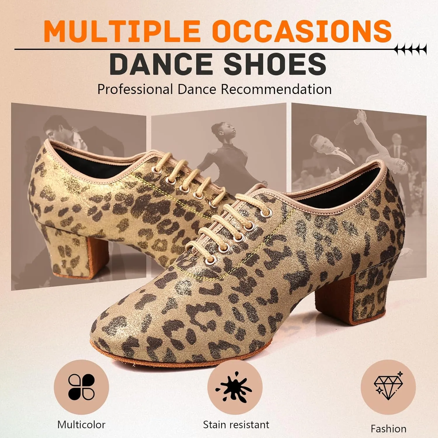 SWDZM Men&Women Ballroom Dance Shoes Low Heel Lace up Latin Salsa Practice Dancing Shoes