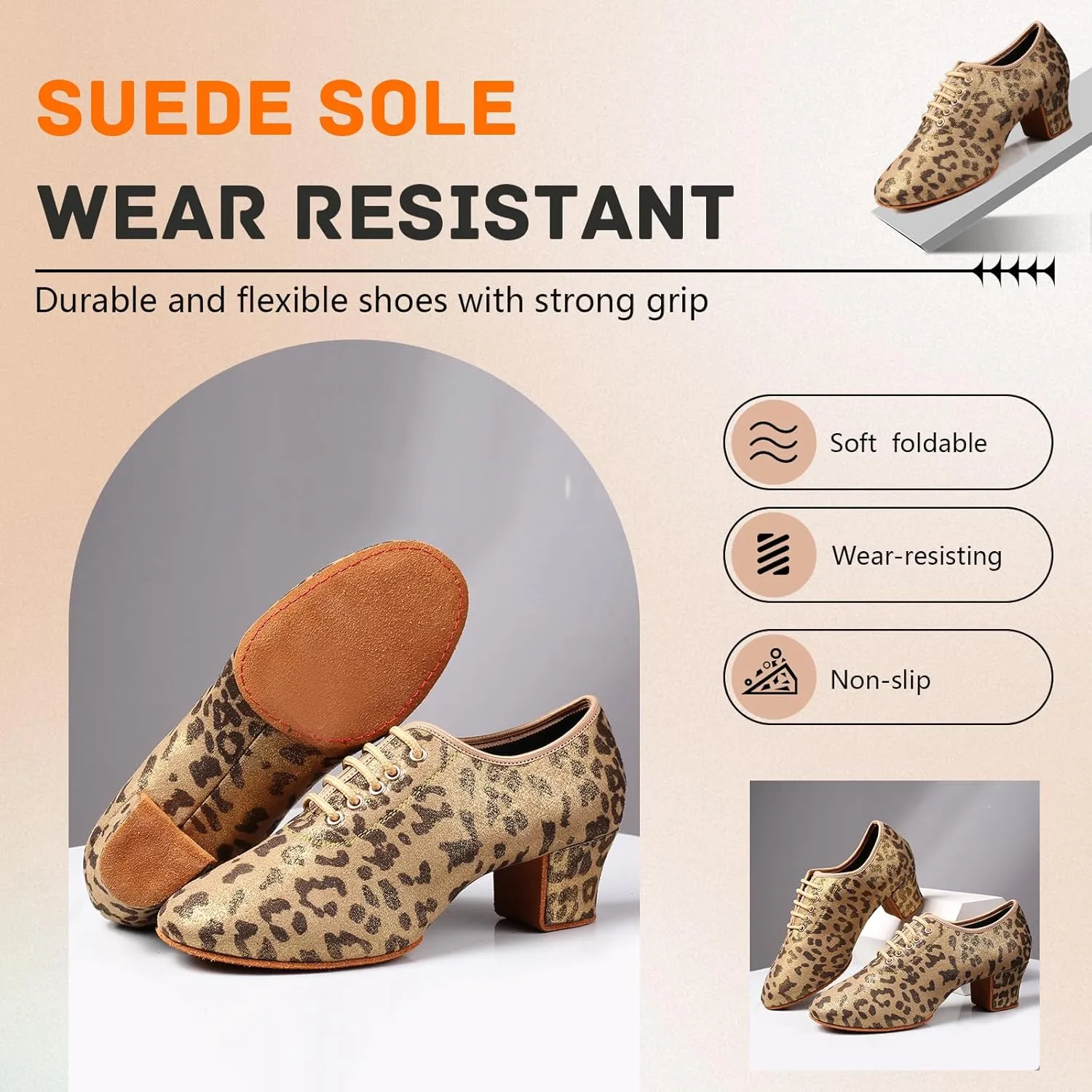 SWDZM Men&Women Ballroom Dance Shoes Low Heel Lace up Latin Salsa Practice Dancing Shoes