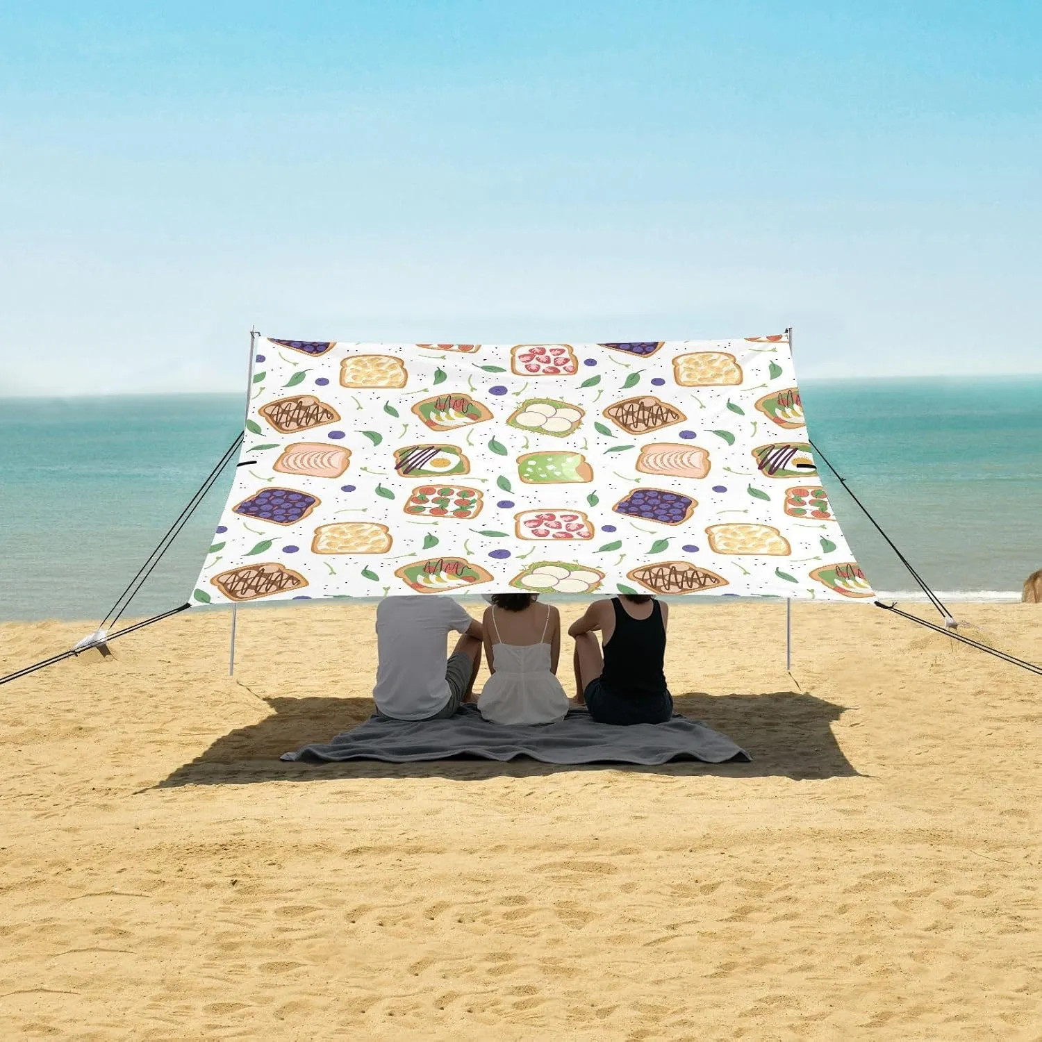 Sweet Toast Beach Canopy Tent Anti-UV & Wind Resistant, Camping Sun Shelter Easy Setup Portable,Outdoor Shade Tents with Sandbags,Sand Shovels,Ground Pegs & Stability Poles