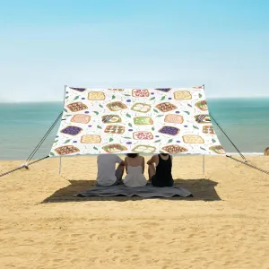 Sweet Toast Beach Canopy Tent Anti-UV & Wind Resistant, Camping Sun Shelter Easy Setup Portable,Outdoor Shade Tents with Sandbags,Sand Shovels,Ground Pegs & Stability Poles