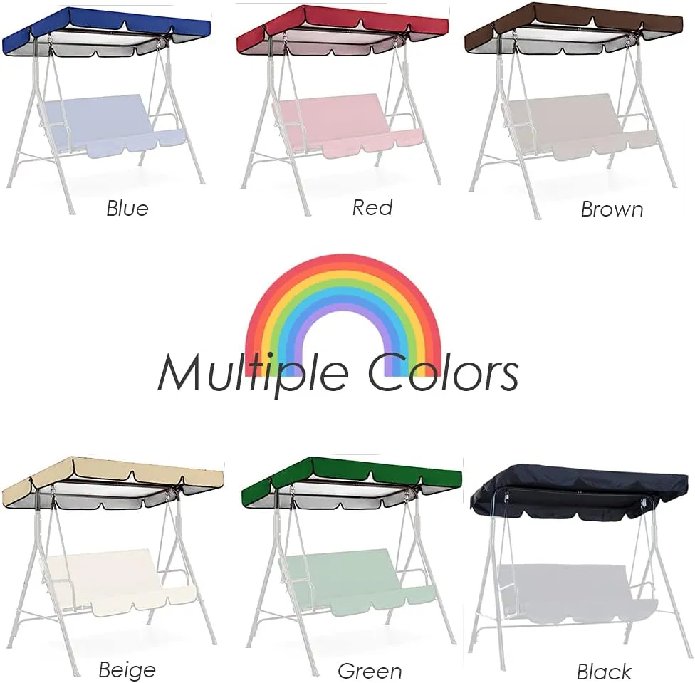 Swing Canopy Replacement Top Cover Waterproof UV Block Sun Shade Swing Chair Top Cover for Outdoor Garden Patio 3 Seat Furniture Green