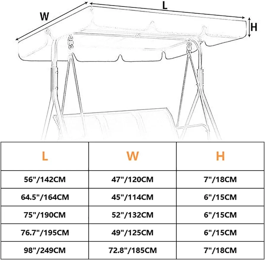Swing Canopy Replacement Top Cover Waterproof UV Block Sun Shade Swing Chair Top Cover for Outdoor Garden Patio 3 Seat Furniture Green