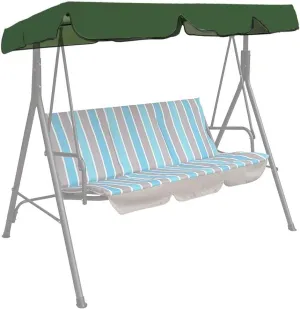 Swing Canopy Replacement Top Cover Waterproof UV Block Sun Shade Swing Chair Top Cover for Outdoor Garden Patio 3 Seat Furniture Green