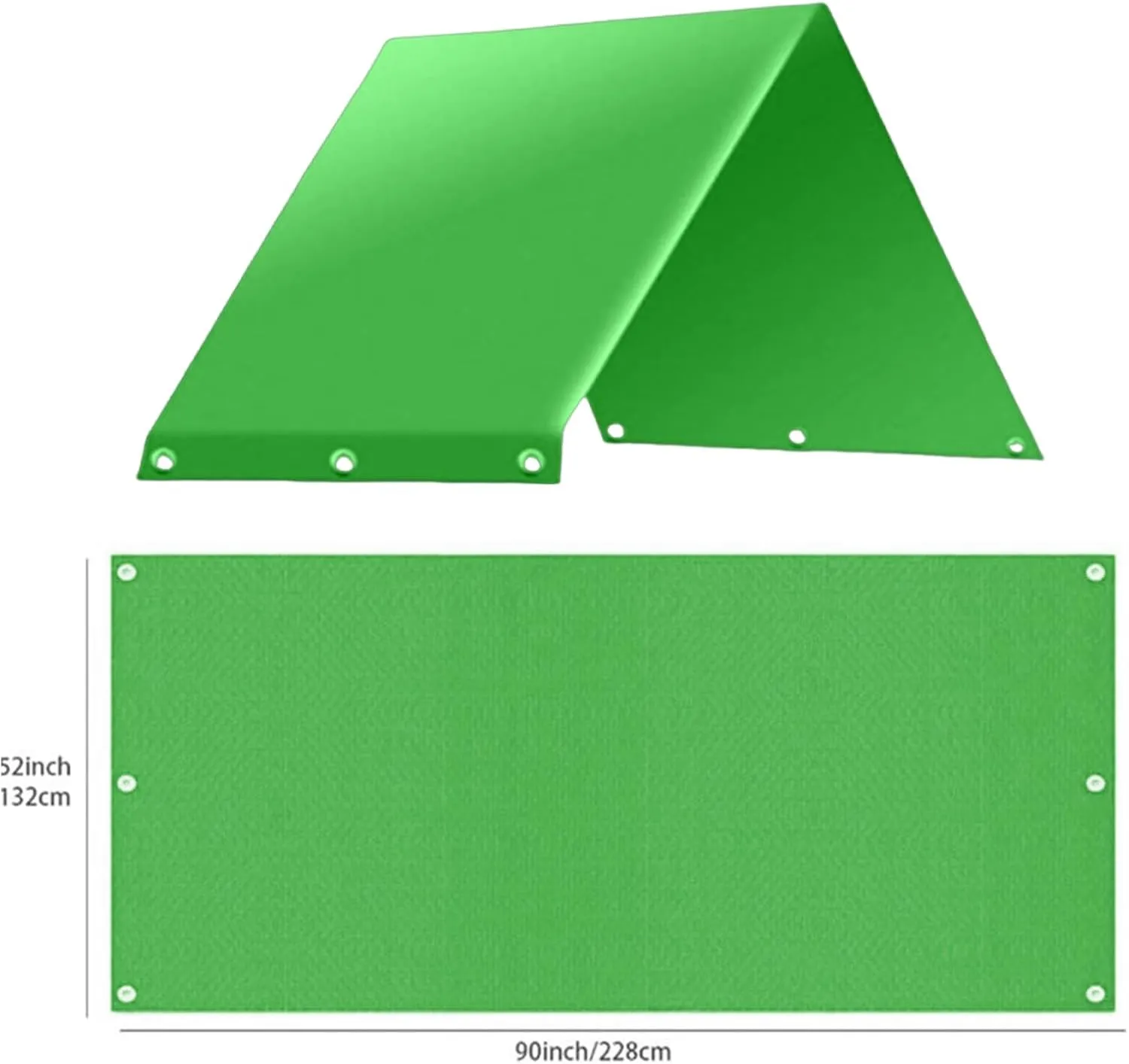 Swing Set Replacement Tarp, 52"x 90" Playset Canopy Replacement Playground Canopy Replacement, Swing Canopy Replacement Cover, Outdoor Swingset Shade Waterproof Cover, Playhouse Accessories (Green)