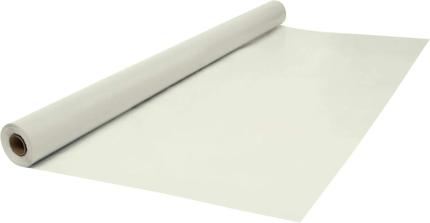 Table Mate USA Ivory Plastic Table Cloth Disposable Table Cover Roll 40" x 300' Made in The USA Christmas Thanksgiving Graduation Birthday Parties BBQs