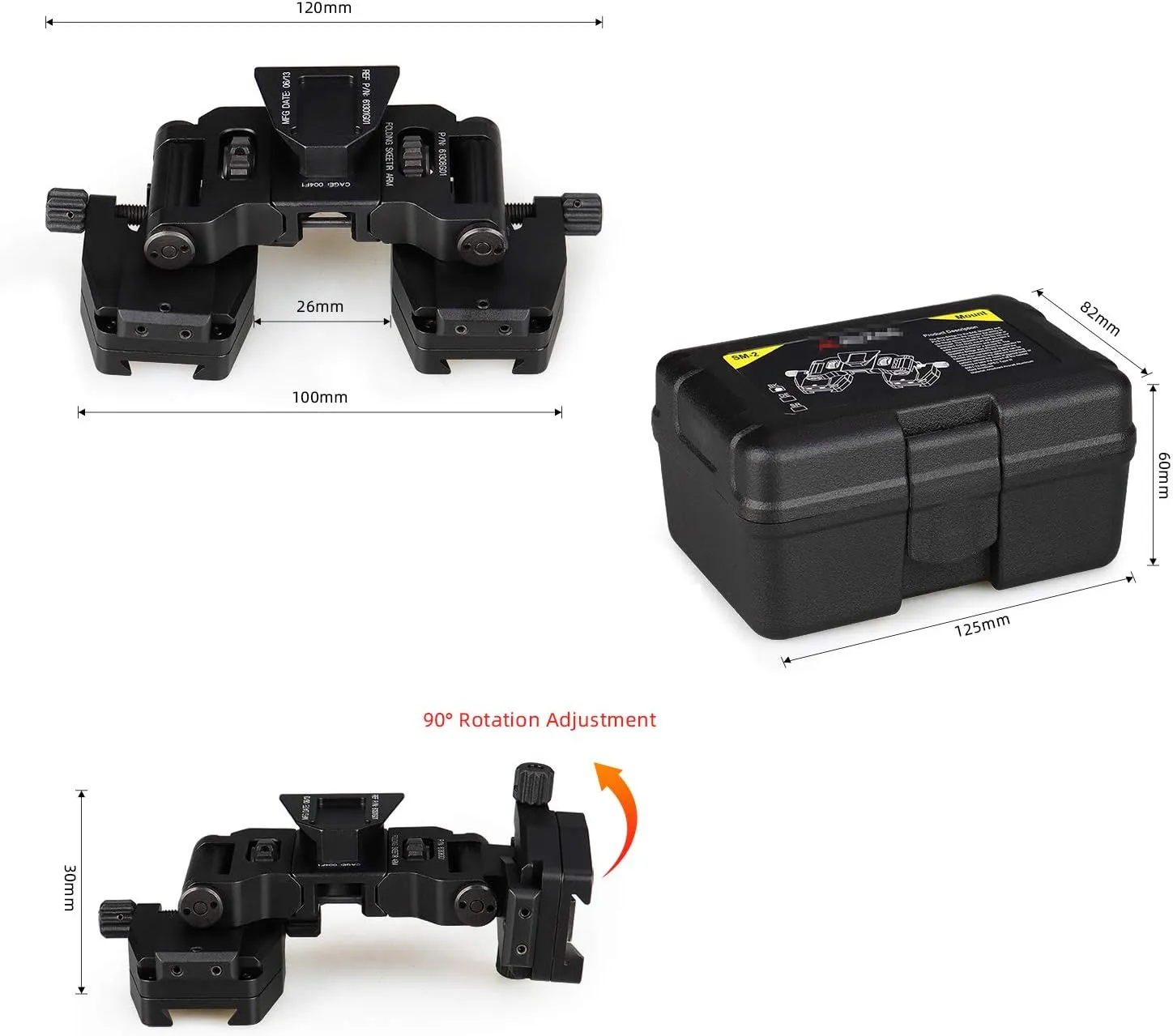 Tactical Aluminum Alloy Binocular Bridge Folding Arm Mount Bracket for PVS14 Dual Night Vision Mount