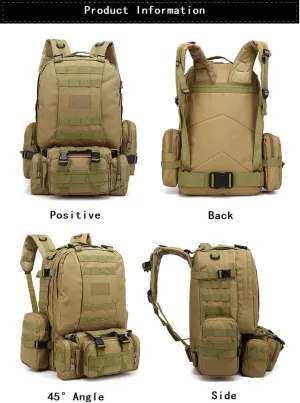 Tactical Backpack Military Molle Hiking 55L Outdoor mountaineering camping trip camouflage tactical army green