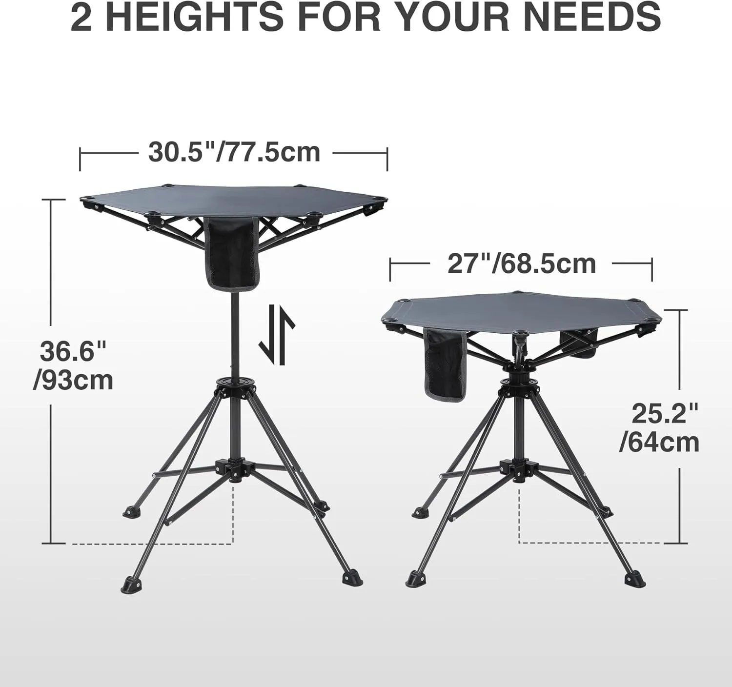 Tall Folding Directors Chairs & Adjustable Height Folding Table Set,Portable Outdoor Bar Table & Foldable Director Chairs with Makeup Pocket for Backyard,Beach,Travel(Includes Storage Bag