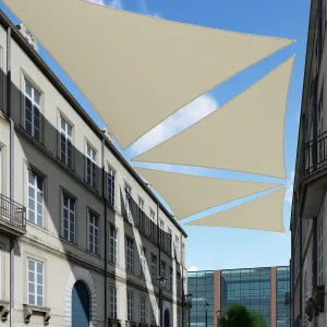 TANG 6' x 6' x 6' Sun Shade Sail Triangle Shade Canopy Patio Cover UV Block Permeable Cloth Fabric for Pergola Backyard Porch Deck Garden Carport Awning Outdoor Activity, Beige